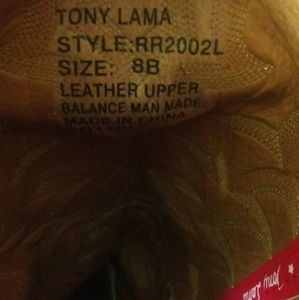 Tony Lama styleRR20021 SIZE 8B LEATHER UPPER BALAN